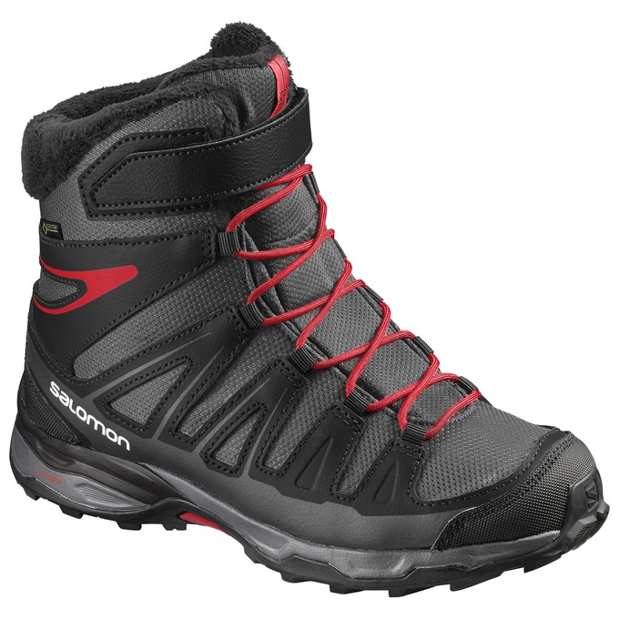 Buty Zimowe Dziecięce Salomon X-ULTRA GTX® J - Czarne / Srebrne - Polska (423-MWJBKD)